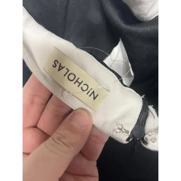 NICHOLAS Jane Midi Dress in Solid Black & Milk - Picture 7 of 12